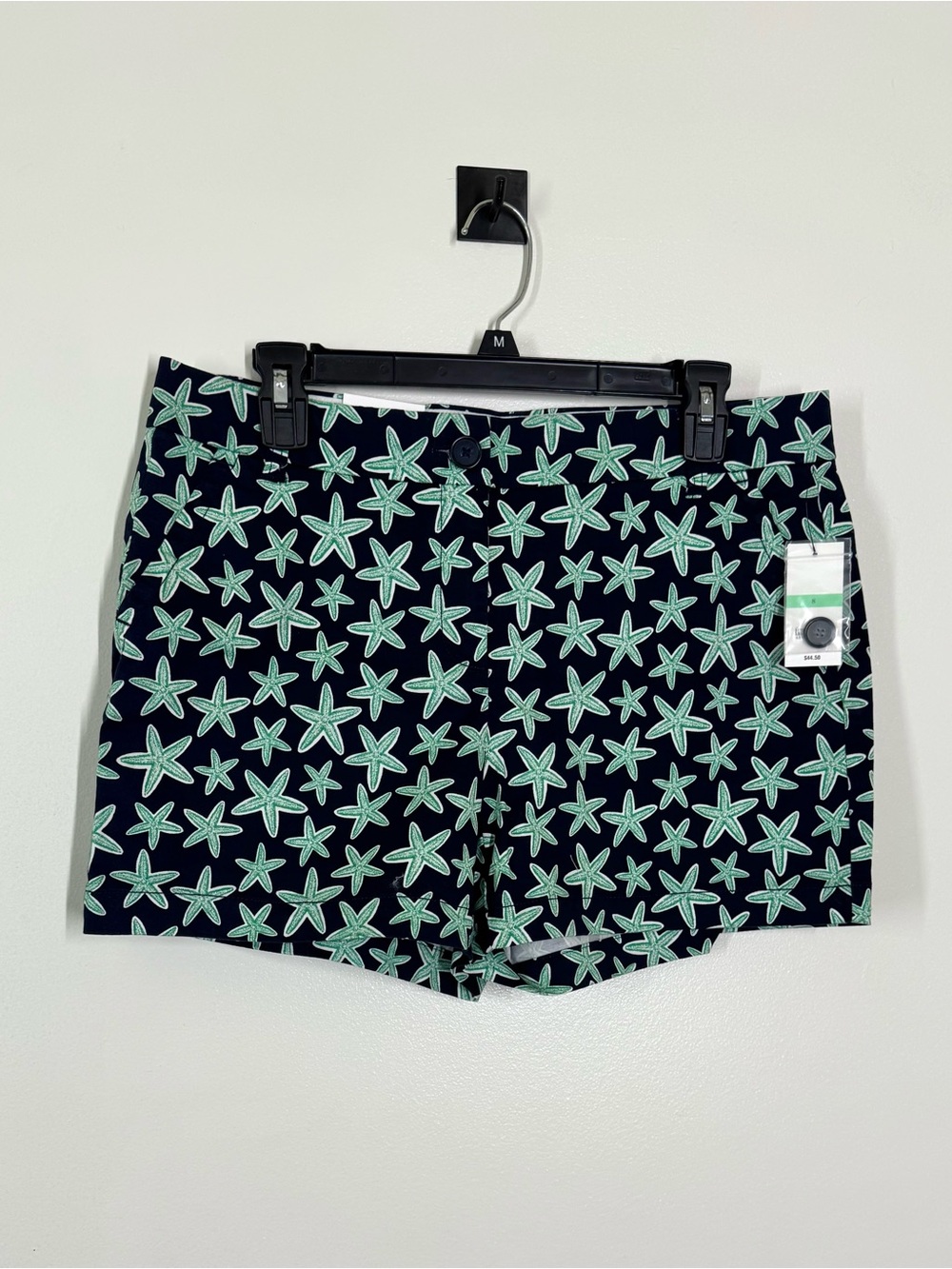 NWT crown & ivy Navy Shorts with Mint Starfish Print Size 8 Cotton w Stretch